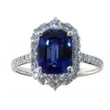 14K White Gold 3.25 ct Sapphire and Diamond Ring