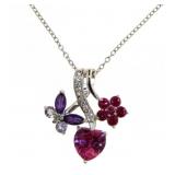 Elegant 1.63 ct Ruby-Amethyst & Diamond Necklace