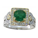 14k Gold 1.89 ct Emerald & Diamond Ring