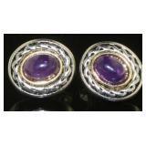 Yurman Style Natural Amethyst Earrings