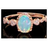 Genuine Ethiopian White Opal Dinner Ring