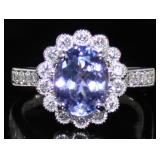 14k Gold 2.46 ct Tanzanite & Diamond Ring