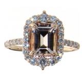 14kt Gold 2.04 ct Morganite & Diamond Ring