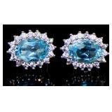 Oval 2.00 ct Blue Topaz Stud Earrings