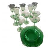 17 Pc Green Dishes