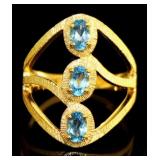 Natural 1.80 ct Swiss Blue Topaz Designer Ring