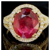 14kt Gold 6.27 ct Ruby & Diamond Ring