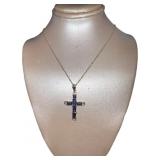 14kt Gold 1.14 ct Iolite Cross 18" Necklace