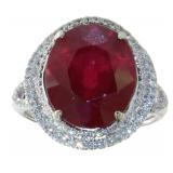 14kt Gold 10.75 ct Oval Ruby & Diamond Ring