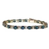 14kt Gold 14.70 ct Greenish-Blue Sapphire Bracelet