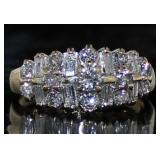 14kt Gold 1.00 ct Round & Baguette Diamond Ring