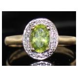 10kt Gold Natural Peridot Oval Ring