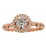 14k Rose Gold 0.87 ct Round Brilliant Diamond Ring
