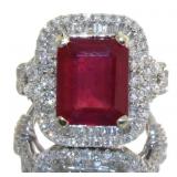 14kt Gold 7.99 ct Ruby & Diamond Ring