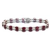 Oval 10.85 ct Natural Ruby & Zircon Bracelet