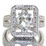 Natural 1.21 ct Green Amethyst & Diamond Ring