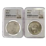 1923 MS64 Peace Silver Dollar