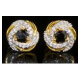 Stunning Natural Sapphire & White Topaz Earrings