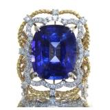 14kt Gold 19.13 ct Sapphire & Diamond Ring