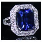 14k Gold 10.60 ct Sapphire & Diamond Ring