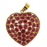 18kt Gold Natural Ruby Heart Pendant