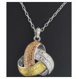 Tri-Toned Diamond Accent Designer Pendant