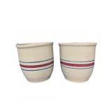 2 - Roseville Red Stripe Planters