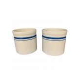 2 - Vintage 2qt Roseville Crocks