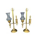 2 - Vintage Brass Candle Lamps