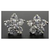 Brilliant 2.00 ct White Topaz Flower Earrings