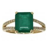 14kt Gold 3.13 ct Natural Emerald & Diamond Ring