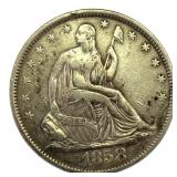 1858-O Seated Liberty Silver Half Dollar