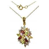 Genuine Gemstone & Diamond Antique Style Necklace