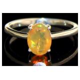 Natural Oval Ethiopian Opal Solitaire Ring