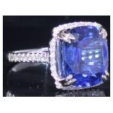 14k Gold 8.34 ct Sapphire & Diamond Ring