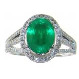 14kt Gold 2.75 ct Oval Emerald & Diamond Ring