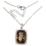 Natural 19.06 ct Smoky Quartz & Zircon Necklace