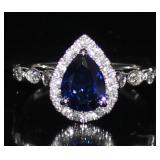 14k Gold 1.90 ct Pear Sapphire & Diamond Ring