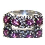 Natural 1.92 ct Rhodolite Garnet & Zircon Ring