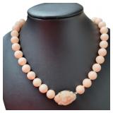 14kt Gold Natural 111 gram Pink Coral Necklace