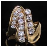 14kt Gold 1.30 ct Mid Century Diamond Ring