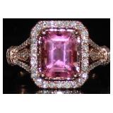 14k Rose Gold 2.61 ct Tourmaline & Diamond Ring