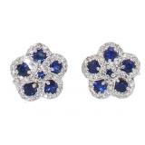 14kt Gold 1.08 ct Sapphire & Diamond Earrings