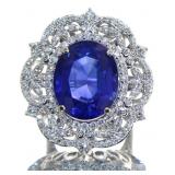 14kt Gold 19.91 ct Oval Sapphire & Diamond Ring