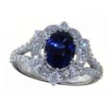 "14K Gold 3.14 ct Sapphire & Diamond Ring