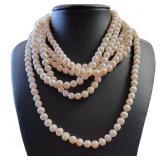 Genuine 96" Freshwater White Pearl Necklace