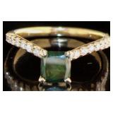 14k Gold 1.30 ct Green Diamond Ring