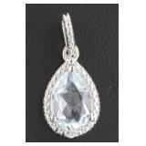 Genuine 1.64 ct Sky Blue Topaz & Diamond Pendant