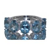 14kt Gold Swiss Blue Topaz & Diamond Ring