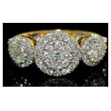 10kt Gold 1.00 ct Past Present Future Diamond Ring